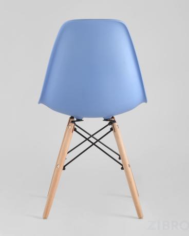 Стул Eames SIMPLE DSW голубой, литой полипропилен, стальной каркас, натуральный массив бука 