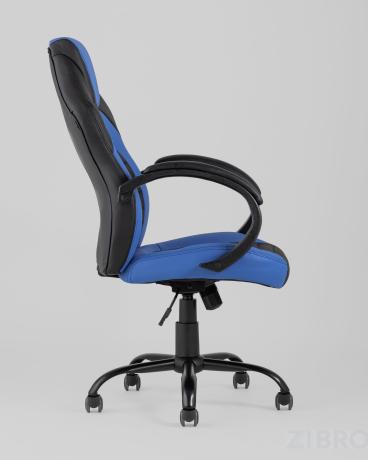 Игровое кресло компьютерное TopChairs Racer Midi черно-синее геймерское 