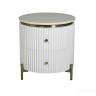 77IP-GD009-TUMB Тумбочка белая 2 ящика мраморная столешница d51*55см 
