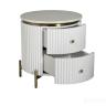 77IP-GD009-TUMB Тумбочка белая 2 ящика мраморная столешница d51*55см 