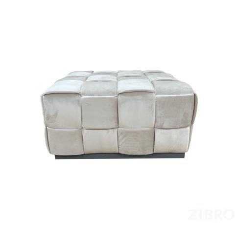 N-PUF-222 SVB Пуф плетеный, велюр светло-бежевый 60*60*30см 