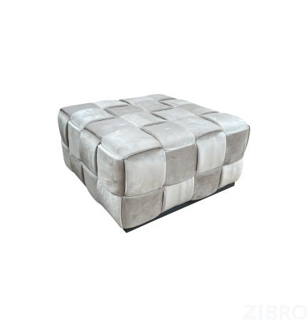 N-PUF-222 SVB Пуф плетеный, велюр светло-бежевый 60*60*30см 