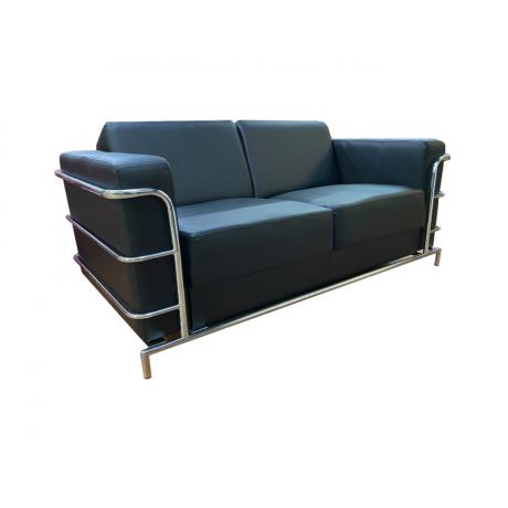 Диван офисный Кватро тройной (две подушки) , черный Ecotex 3001 