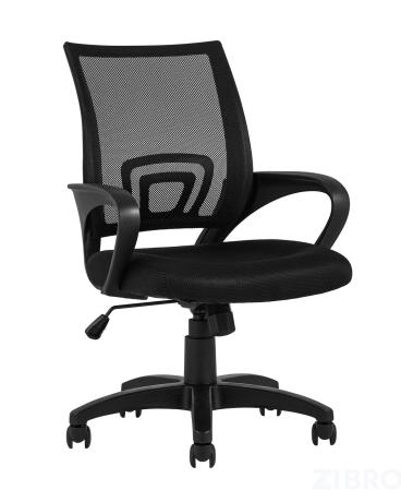 Компьютерное кресло TopChairs Simple офисное черное в обивке из текстиля с сеткой, механизм качания Top Gun 