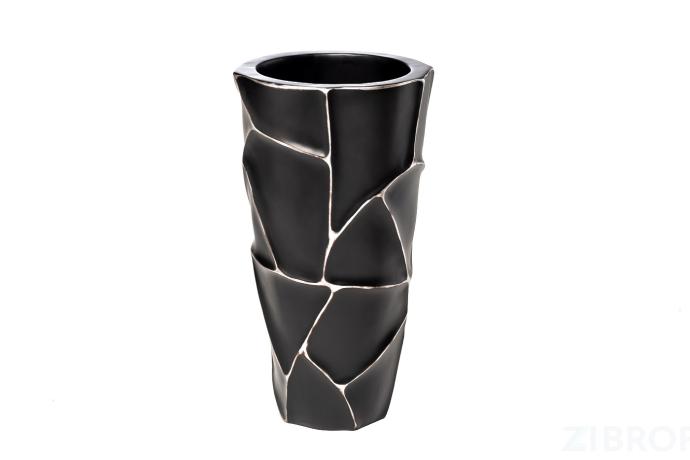 ZSC872-19BL  Кашпо d26*48см черное с серебром 