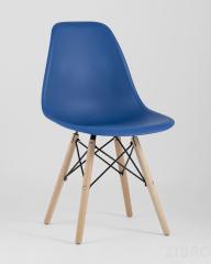 Стул Eames Style DSW синий пластиковый, сталь, натуральный массив бука, 4 шт.