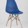 Стул Eames Style DSW синий пластиковый, сталь, натуральный массив бука, 4 шт.