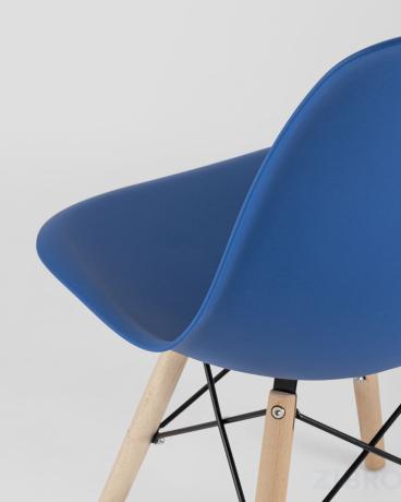 Стул Eames Style DSW синий пластиковый, сталь, натуральный массив бука, 4 шт.