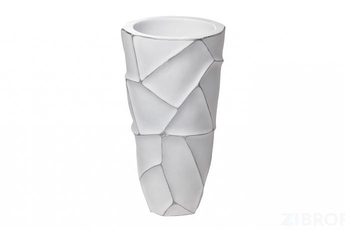 ZSC872-19WH Кашпо d26*48см белое с серебром 