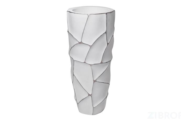 ZSC872-27WH  Кашпо d30*69см белое с серебром 