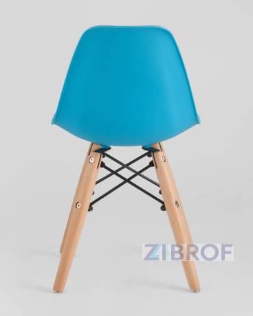Комплект мебели детский стол Eames белый, 3 стула голубые 