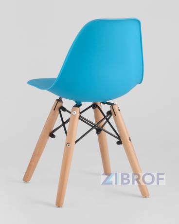 Комплект мебели детский стол Eames белый, 3 стула голубые 