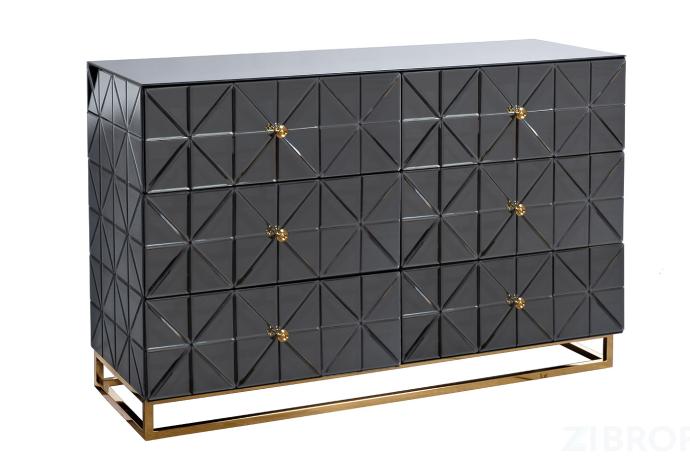 KFG126 Комод с матовой зерк. отделкой 6 ящиков 129*46*86см 