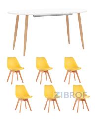 Обеденная группа стол Берген 160-220*90, 6 cтульев Frankfurt желтые