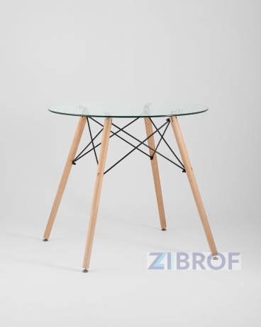 Eames D80 стол стеклянный, четыре стула прозрачные 