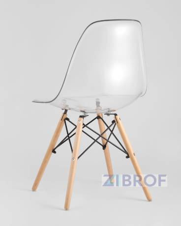 Eames D80 стол стеклянный, четыре стула прозрачные 