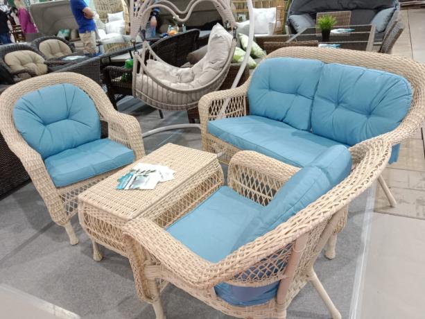 Плетеный комплект для отдыха из искусственного ротанга  LV-520 White-Blue 