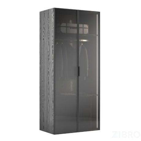 140SA-133BL-ST Шкаф двухдверный с выдвижными ящиками цвет черный, дверцы стеклянные 