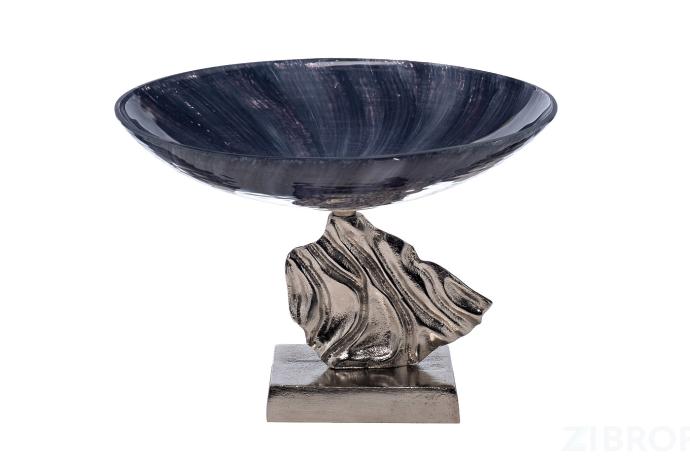 71PN-3168 Чаша стекл.на металл. основании дымчатая d37*23cm 