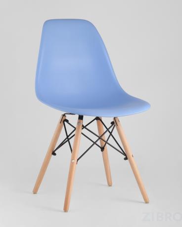 Стул Eames DSW голубой, литой полипропилен, стальной каркас, массив бука 