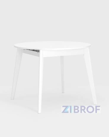Обеденная группа стол Rondo раскладной 100-135*100 см белый, стулья Oden White синие 
