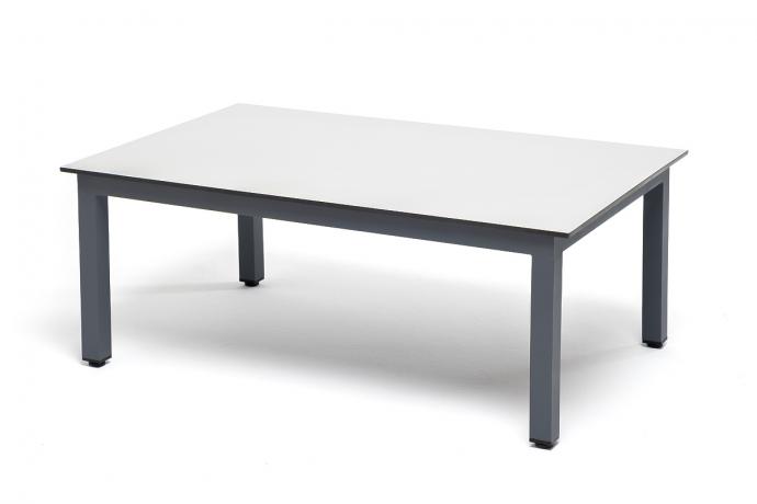 "Канны" журнальный столик из HPL 90х60, H40, каркас серый (RAL7024), цвет столешницы "молочный" 